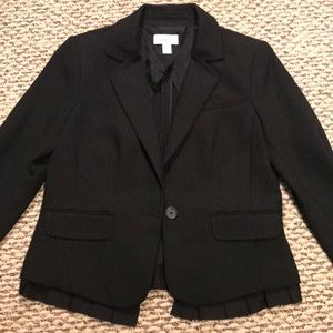Ann Taylor Loft Black Suit Ruffled Blazer